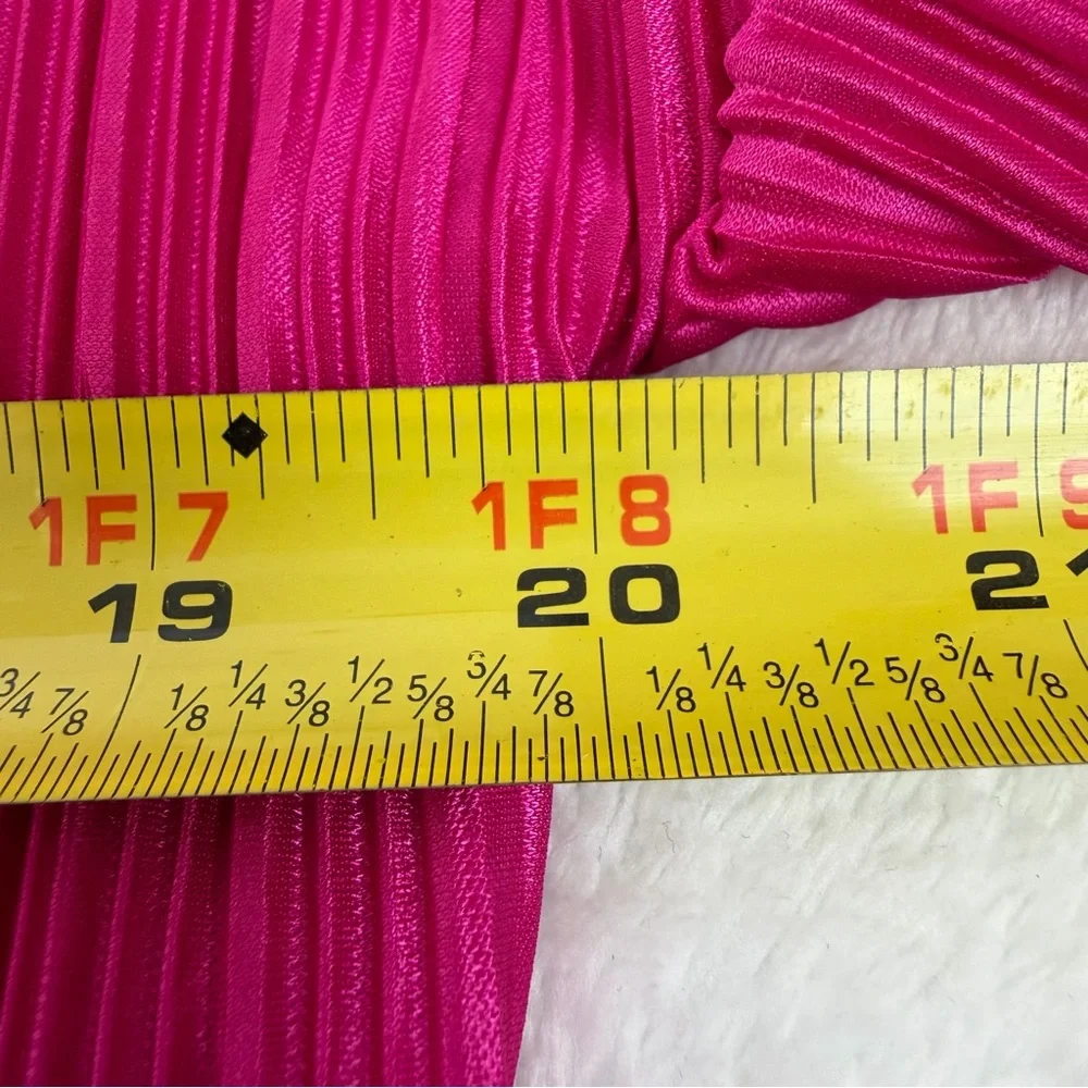 NWT Bohme New In Clara Hot Pink Satin Ribbed Pleated Wide Leg Matching Set